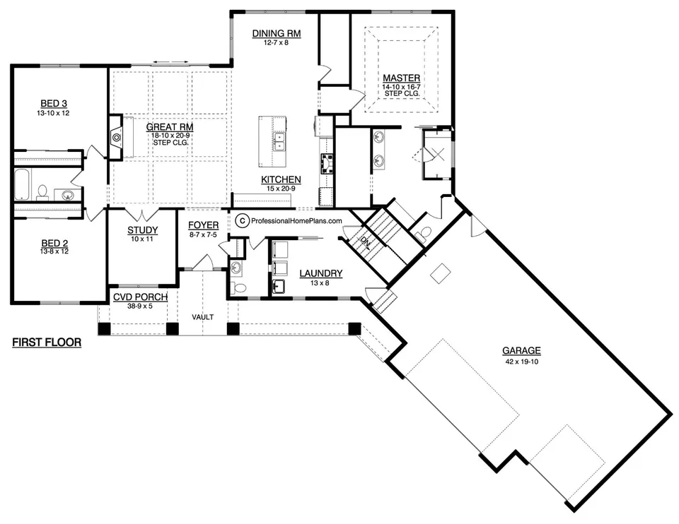 The Spruce main level floor plan